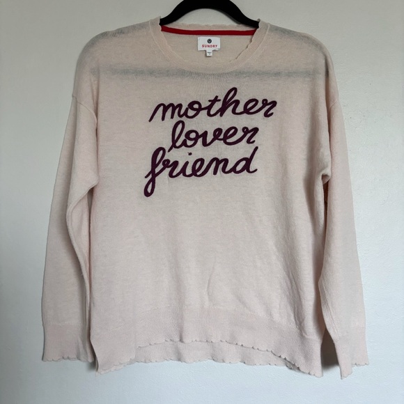 Sundry Wool & Cashmere Mother Lover Friend Sweater Size 1/Small Embroidered - Picture 2 of 14